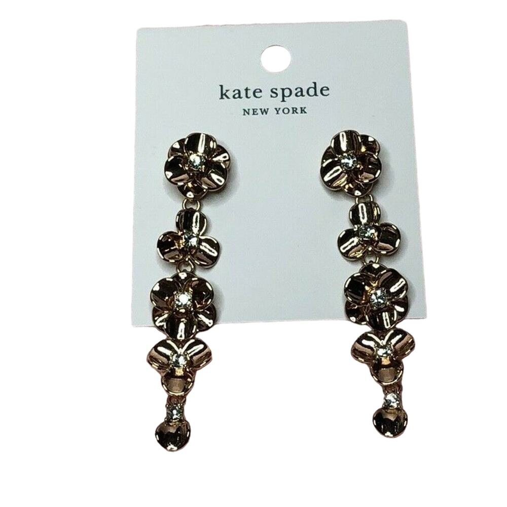 Kate Spade Shine On Flower Linear Earrings Rose Gold Plated